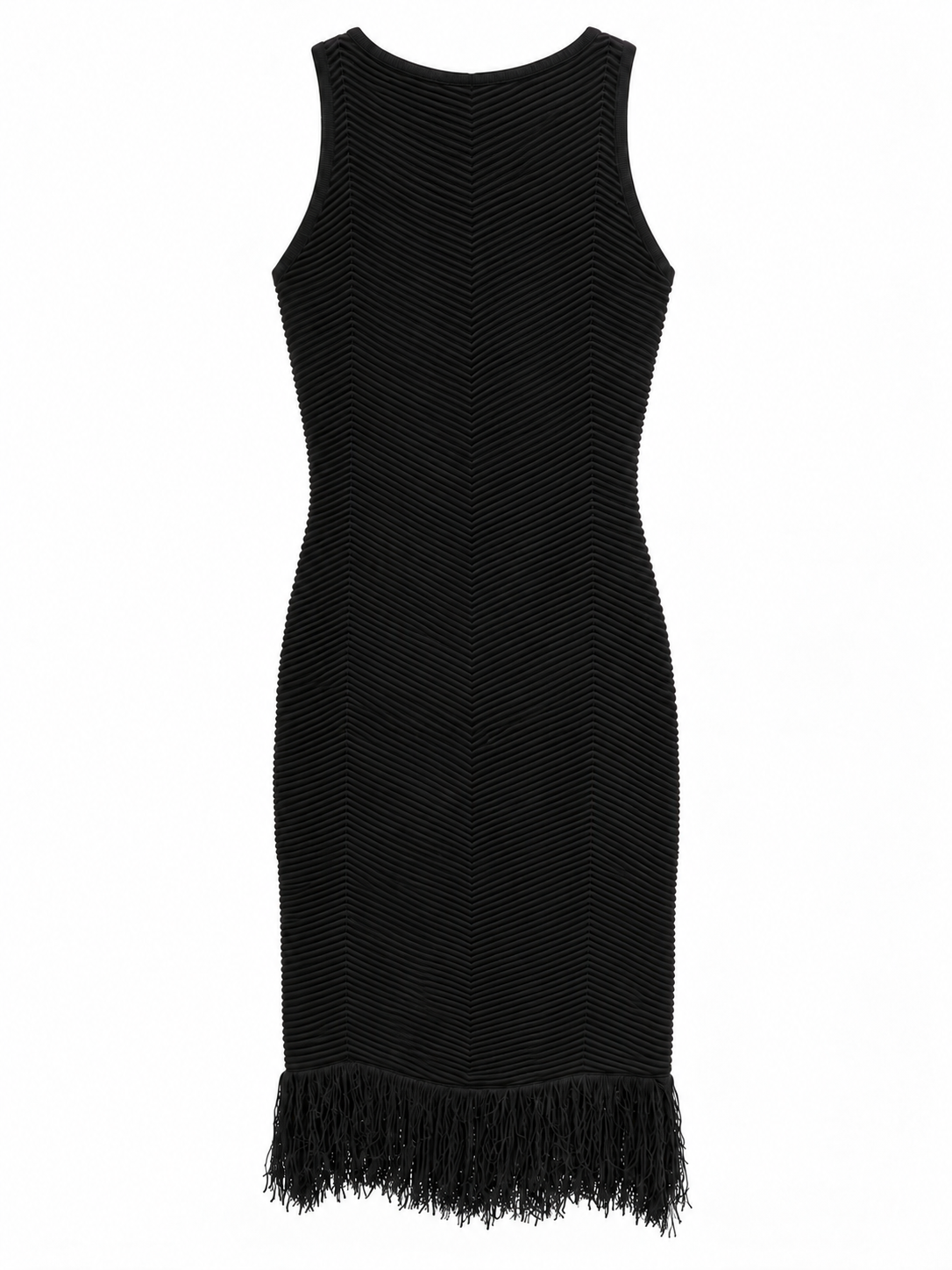 Geripptes Kleid mit Fransen