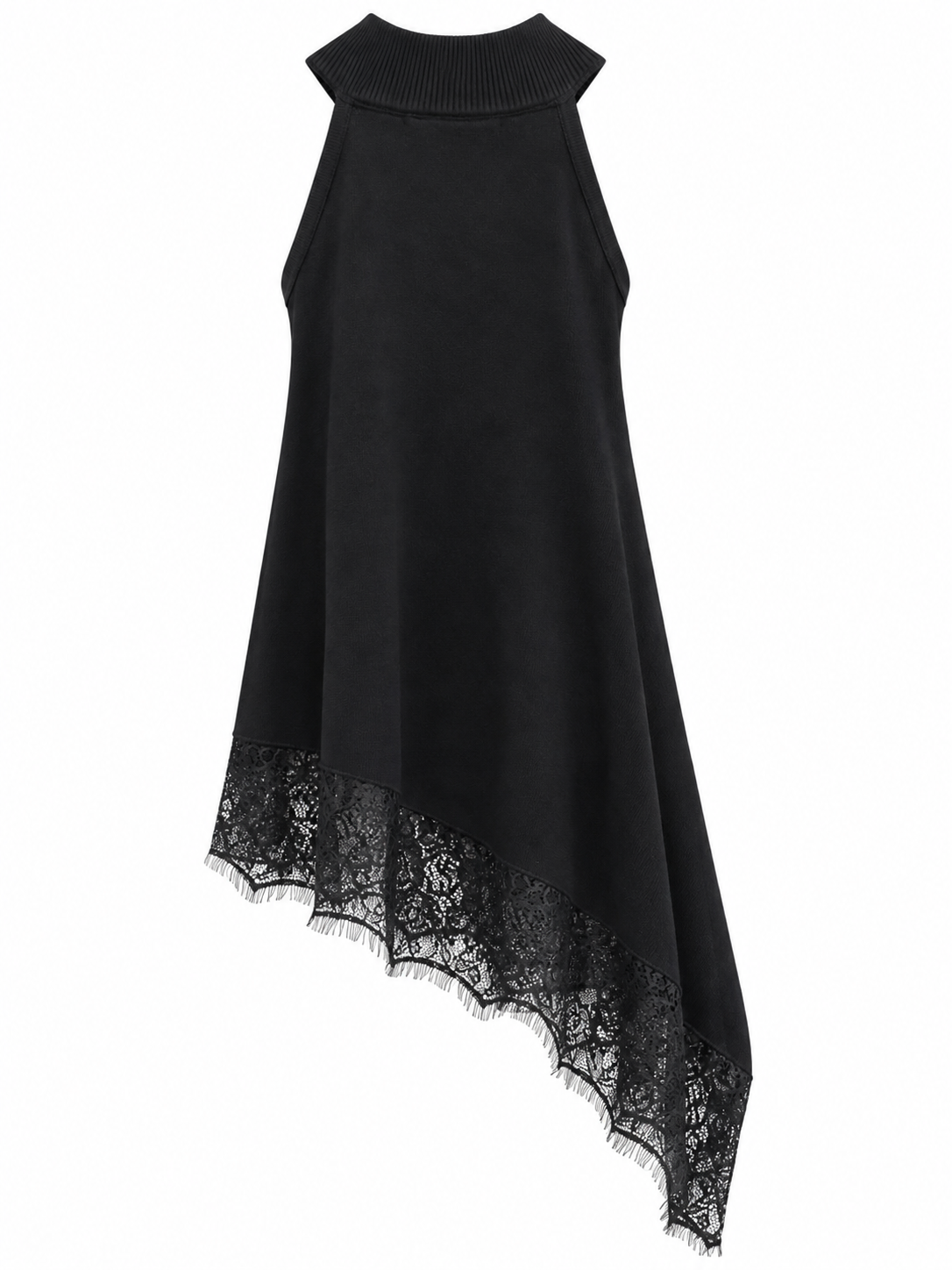 Asymmetrische Spitzentunika - Black