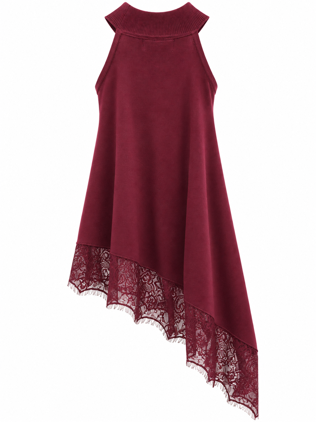 Asymmetrische Spitzentunika - Bordo Red