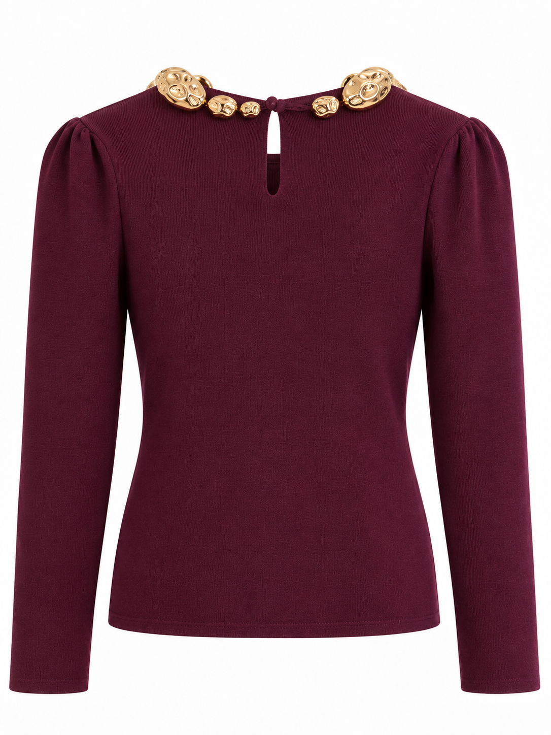Pullover mit Goldverzierung - Burgunder
