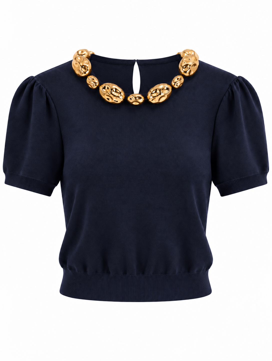 Top mit goldener Perlenverzierung - Dark Blue