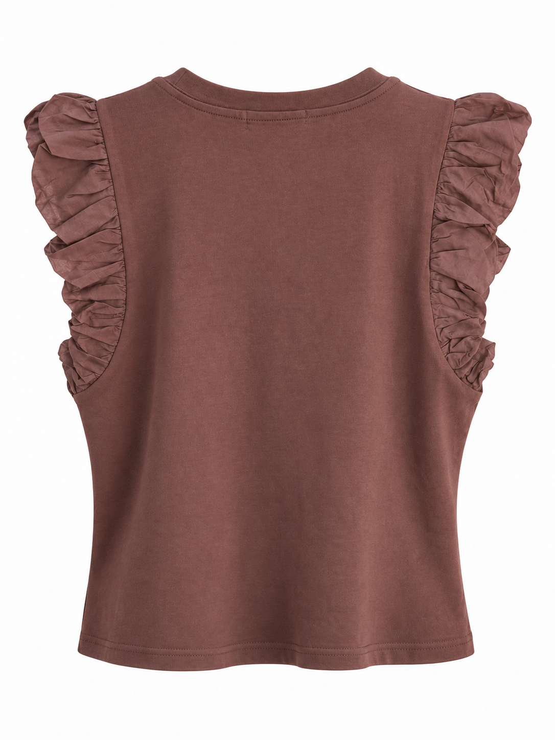 Top mit Rüschenärmeln - Brown