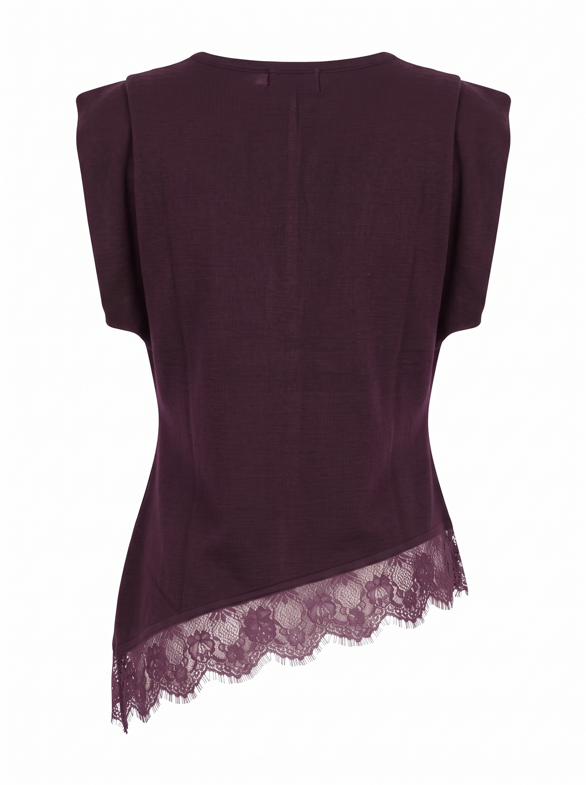 Asymmetric Lace-Trim Top - Bordo