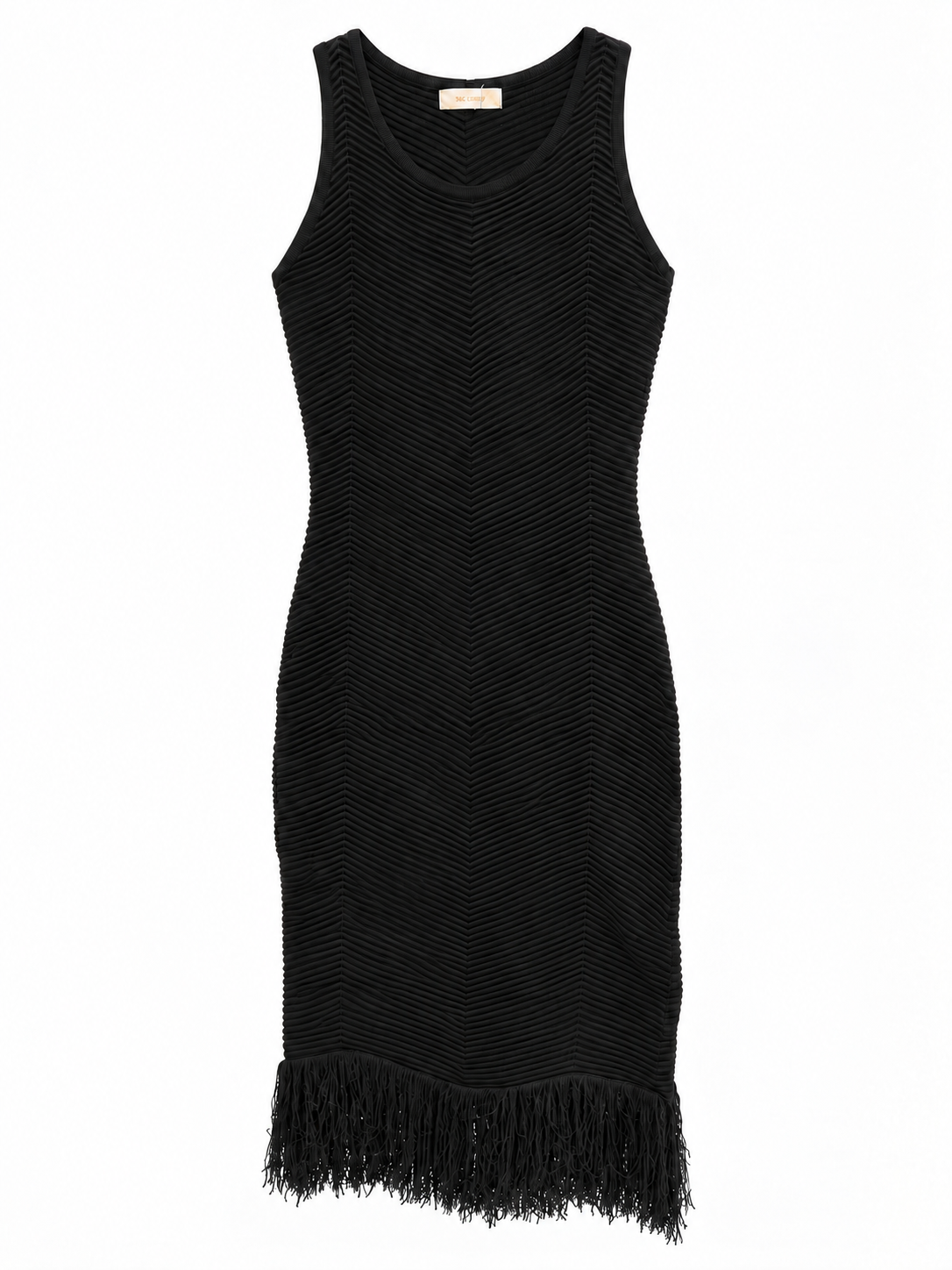 Geripptes Kleid mit Fransen