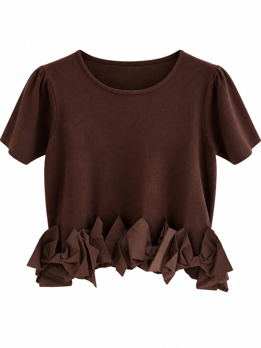 Bluse mit Schleifenrüschen - Brown