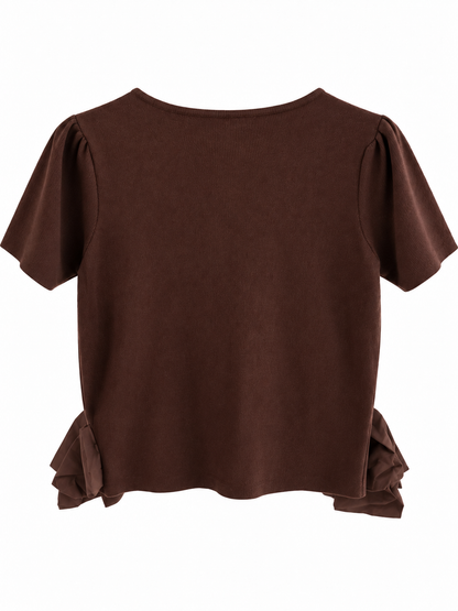 Bluse mit Schleifenrüschen - Brown