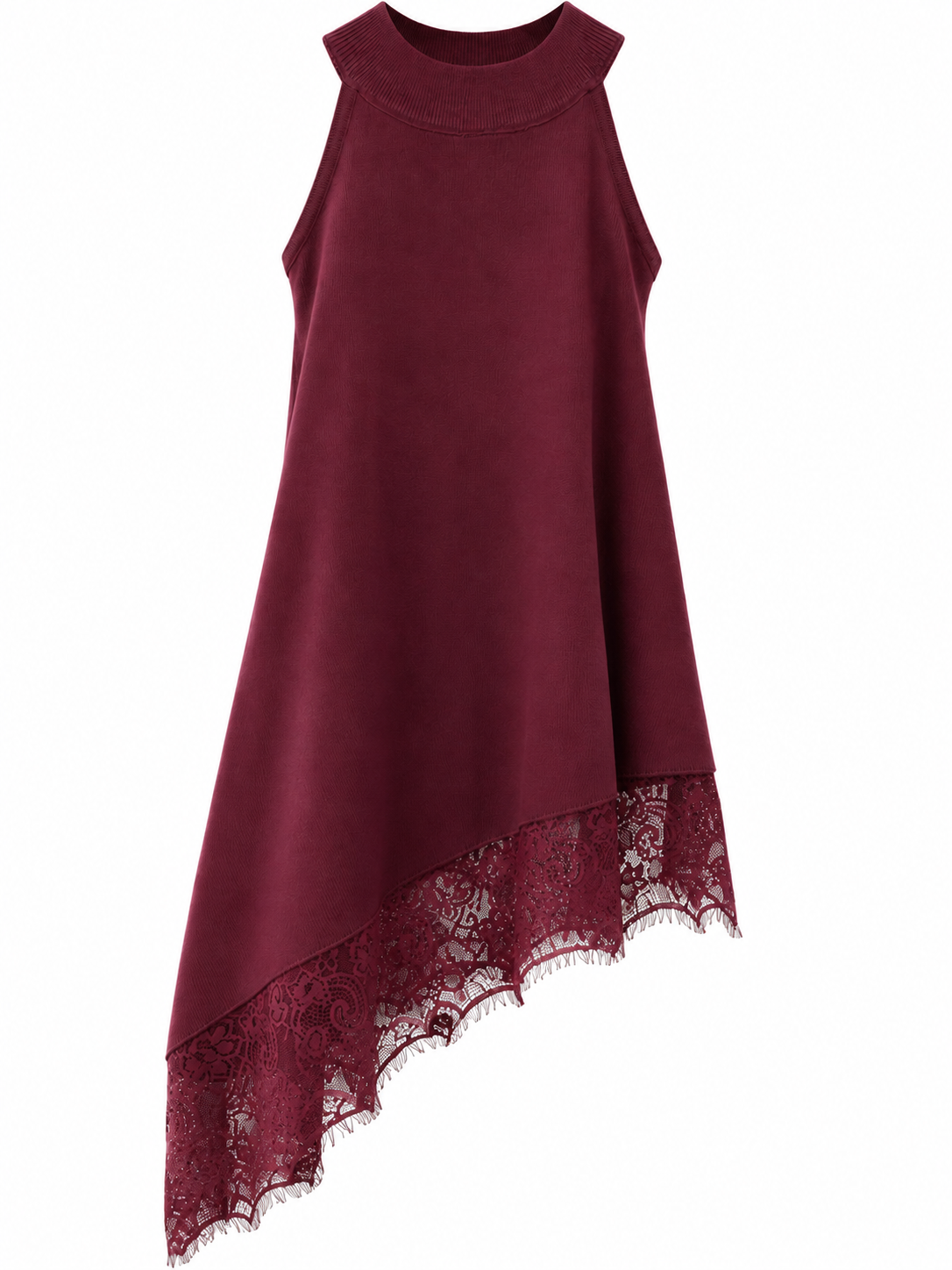 Asymmetrische Spitzentunika  - Bordo Red