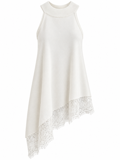 Asymmetrische Spitzentunika - White