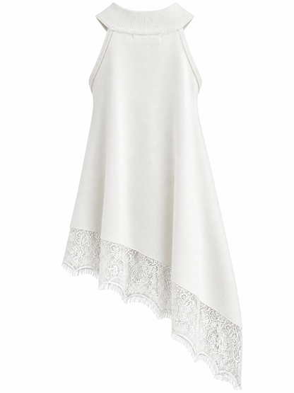 Asymmetrische Spitzentunika - White