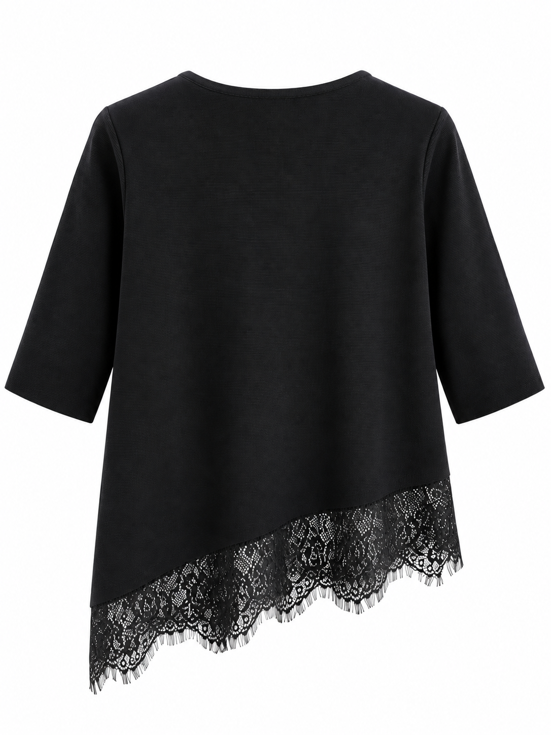 Bluse mit asymmetrischem Spitzenbesatz - Black