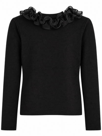 Cardigan mit Rüschenkragen - Black