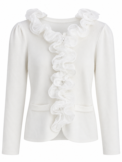 Cardigan mit Rüschenkragen - White
