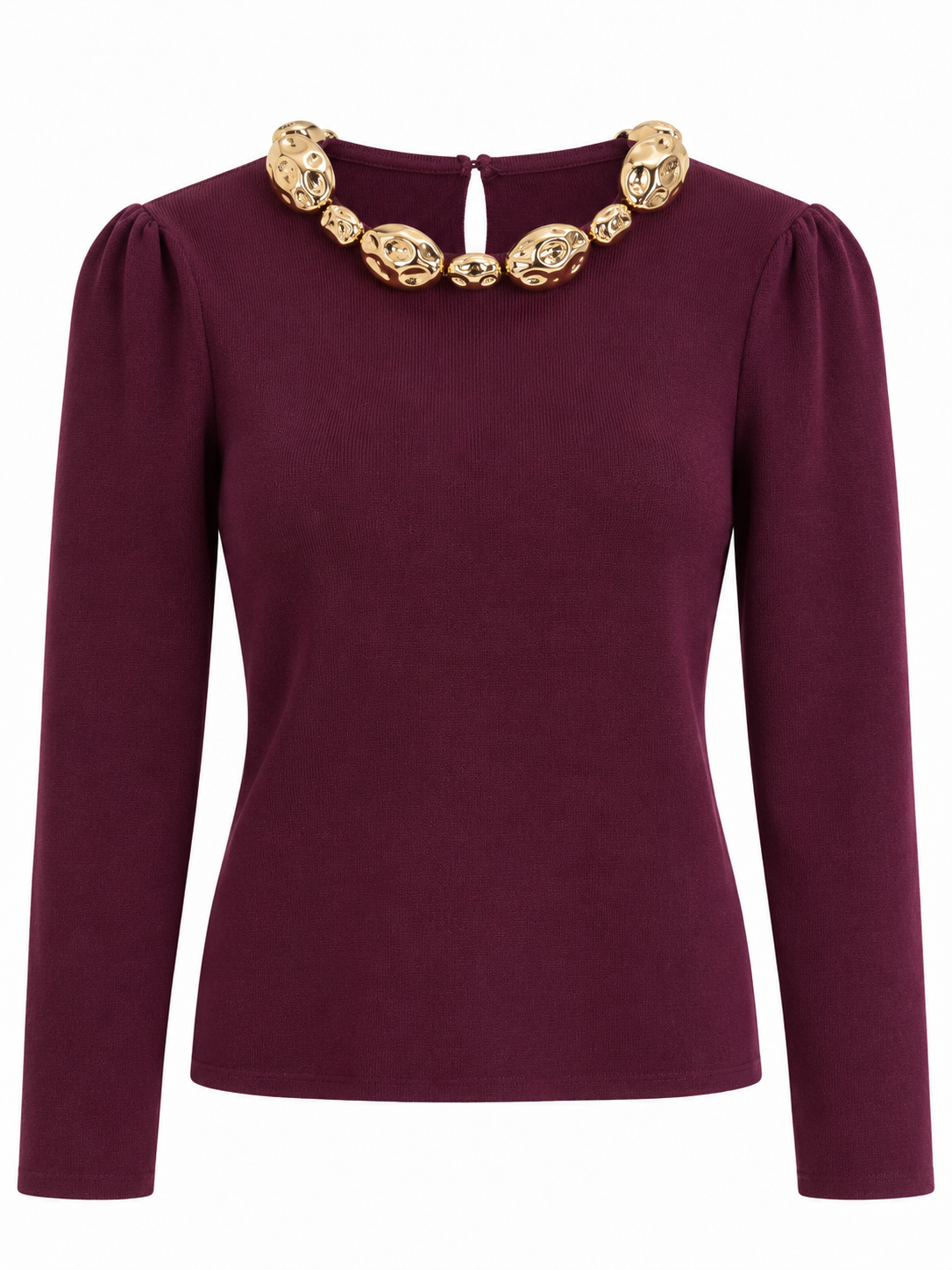 Pullover mit Goldverzierung - Burgunder