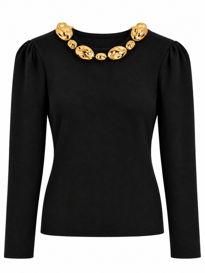 Pullover mit Goldverzierung - Black