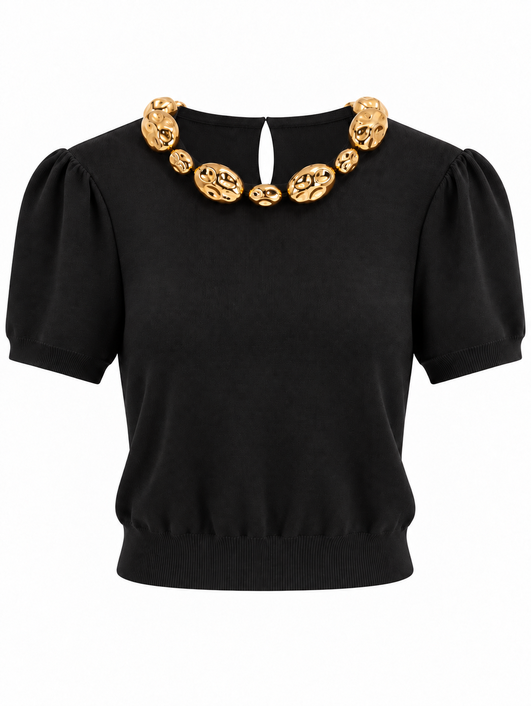 Top mit goldener Perlenverzierung - Black