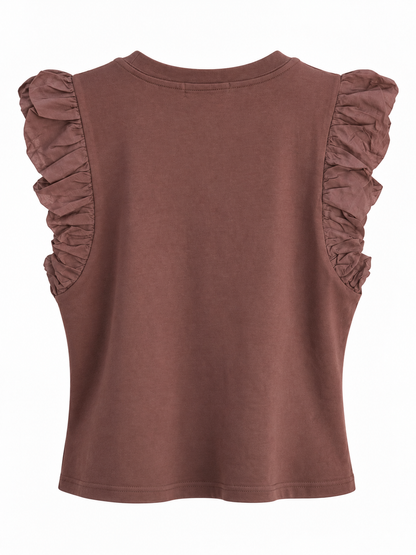 Top mit Rüschenärmeln - Brown