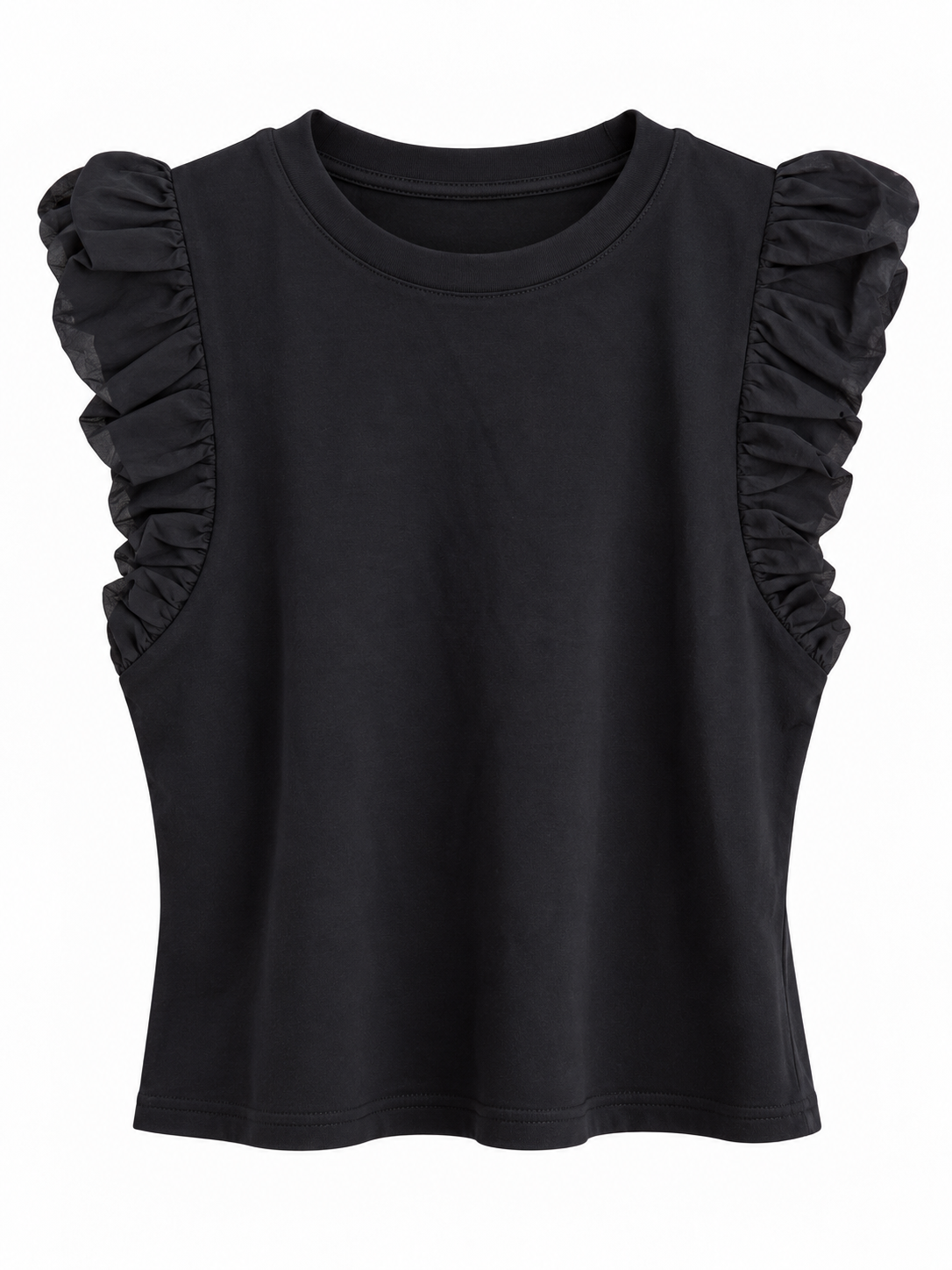 Top mit Rüschenärmeln - Black