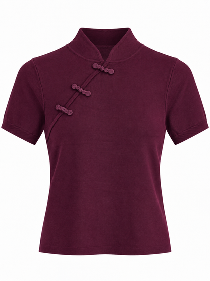 Stricktop mit Knebelverschlüssen - Bordo