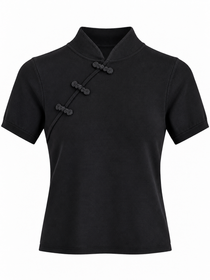 Stricktop mit Knebelverschlüssen - Black