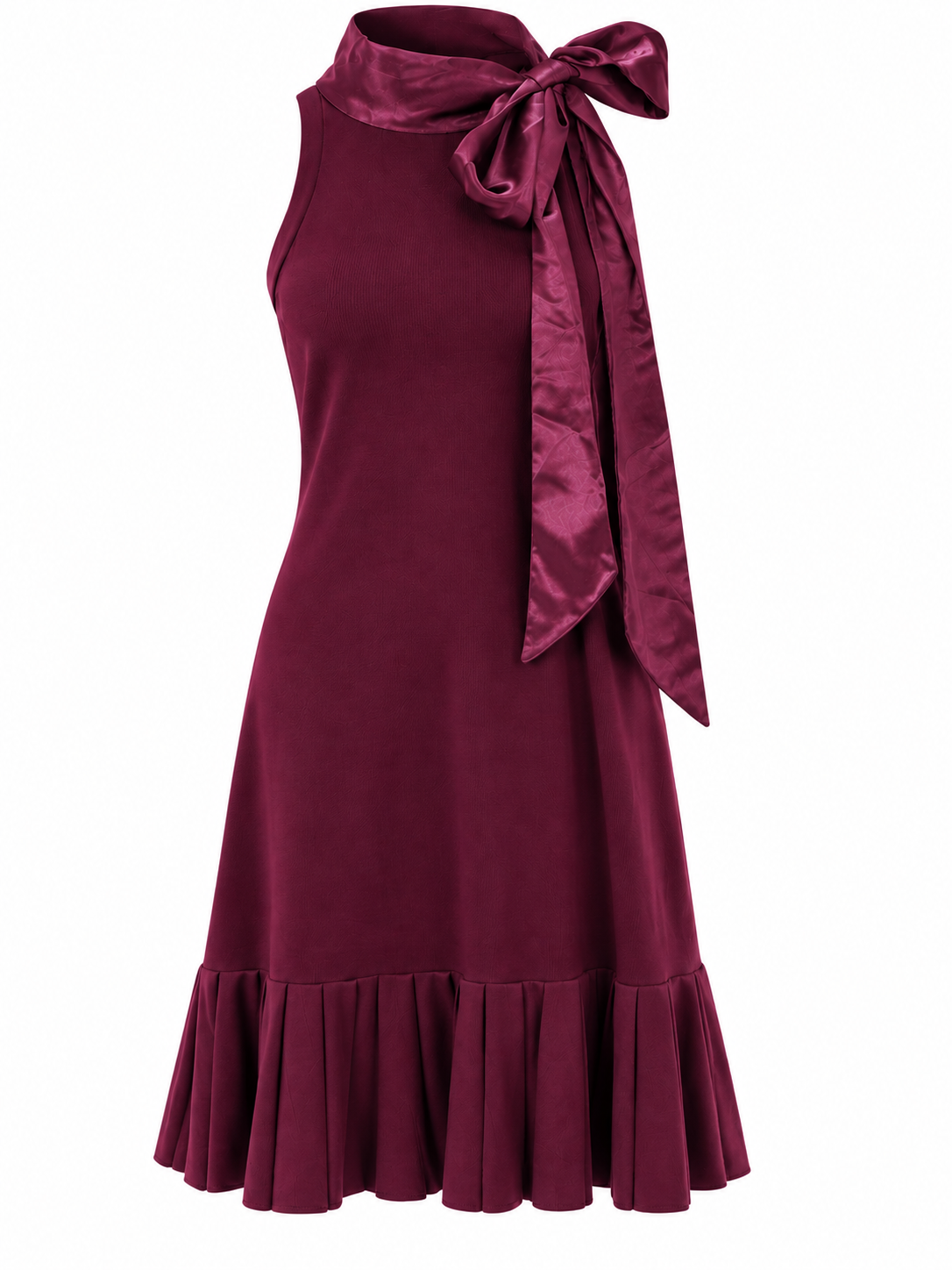 Kleid mit Satinschleife - Bordo Red