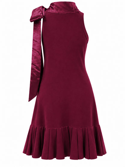 Kleid mit Satinschleife - Bordo Red