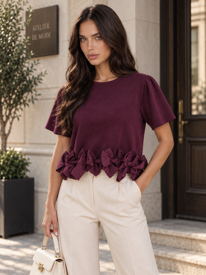 Bluse mit Schleifenrüschen - Brodo Red