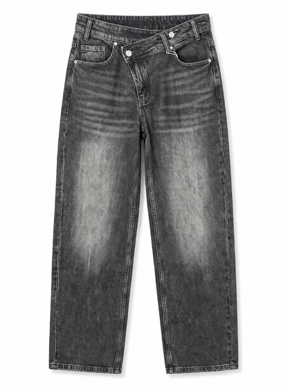 Asymmetric Luxe Jeans - Grey