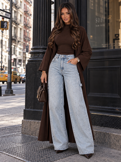 Sienna Luxe Embellished Wide-Leg Jeans
