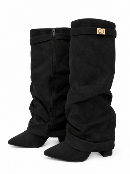 Midnight Elegance Boots - Black (Velours)