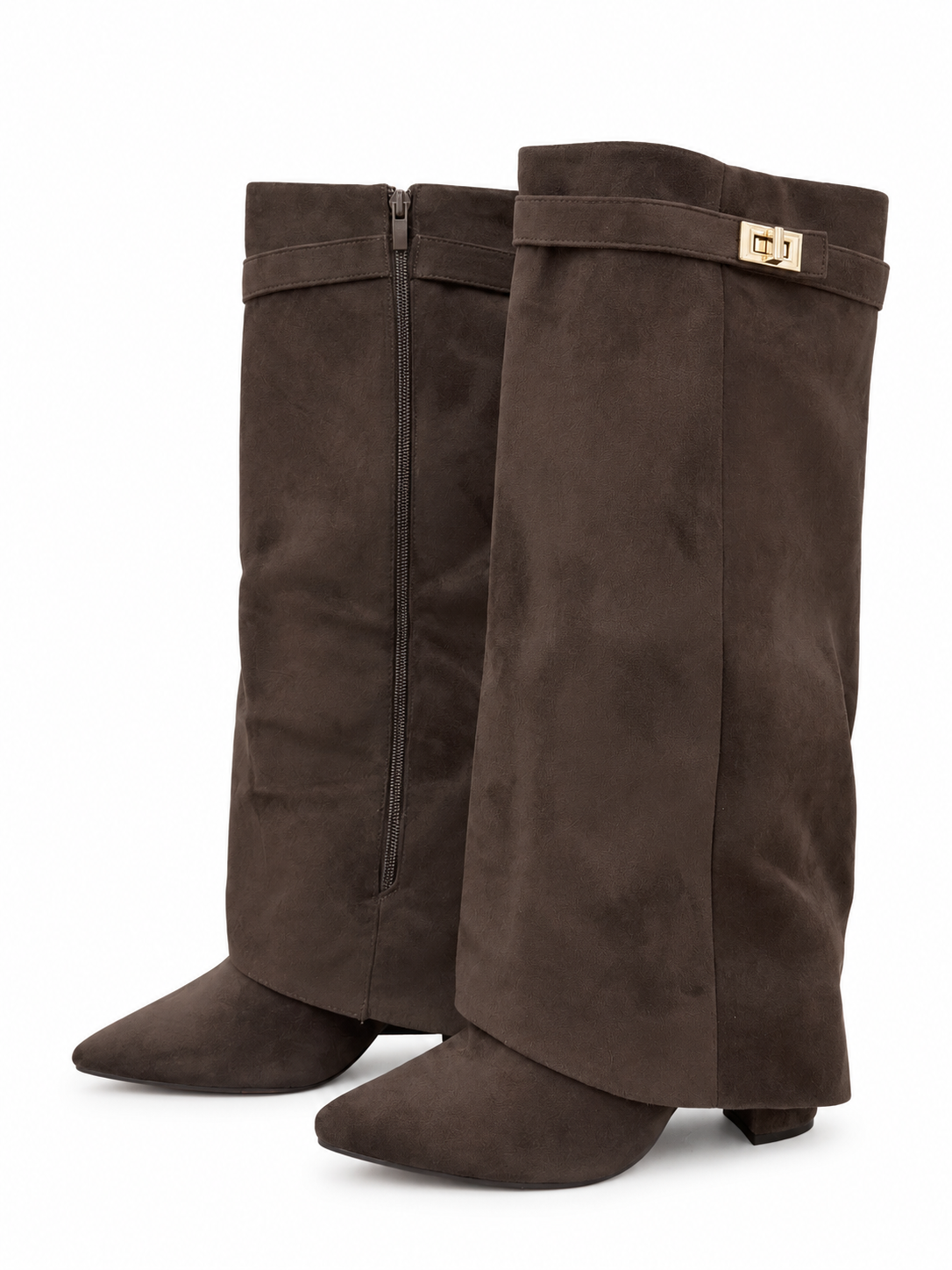 Mocha Elegance Knee-High Boots - Braun