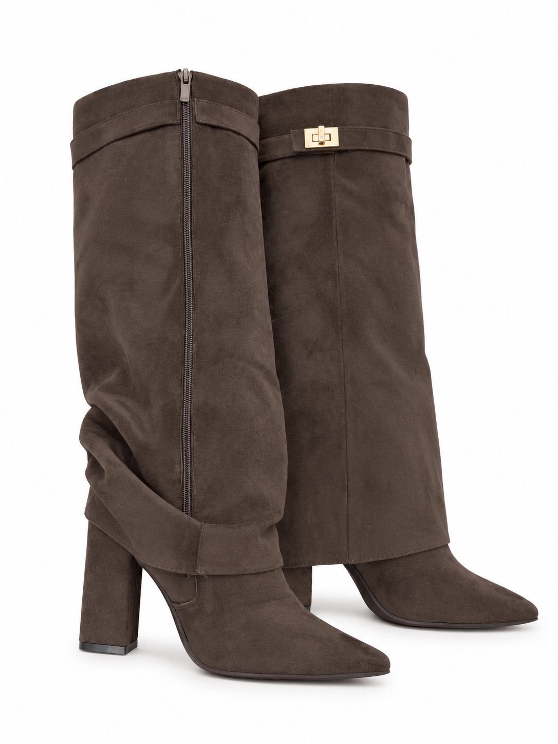 Mocha Elegance Knee-High Boots - Braun