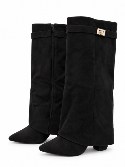 Noir Prestige Knee-High Boots - Black