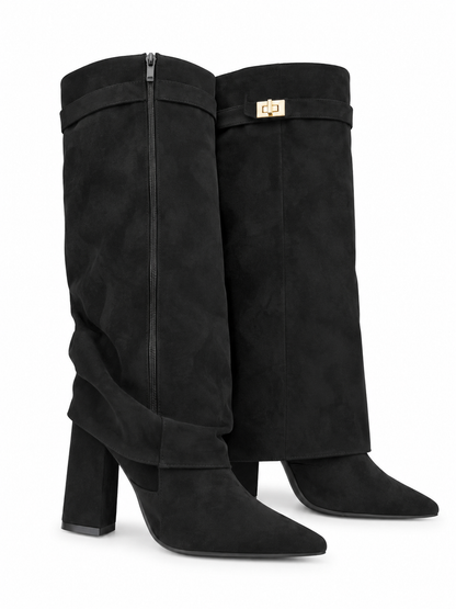 Noir Prestige Knee-High Boots - Black