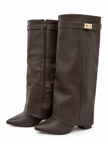 Sienna Heritage Knee-High Boots - Brown (Faux Leather)