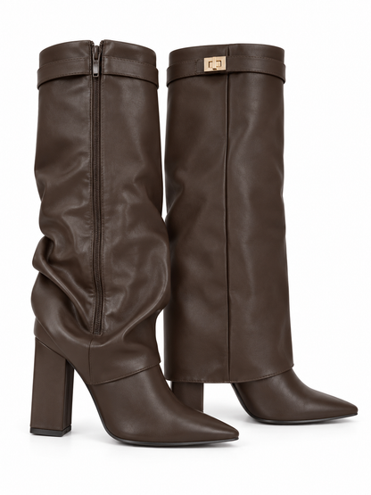 Sienna Heritage Knee-High Boots - Brown (Faux Leather)