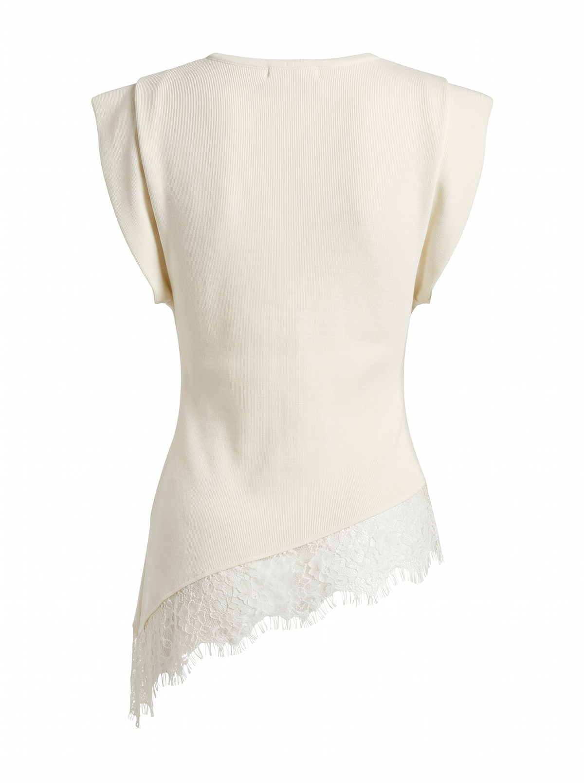 Elara Lace-Trim Knit Top - Beige